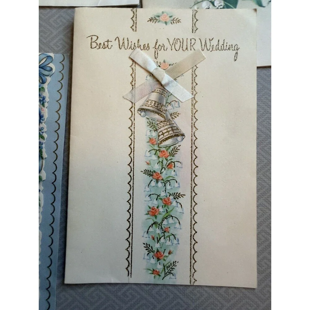 Lot of 33 Vintage Wedding Greeting Cards Used June 1965 Graphic Embossed Glitter